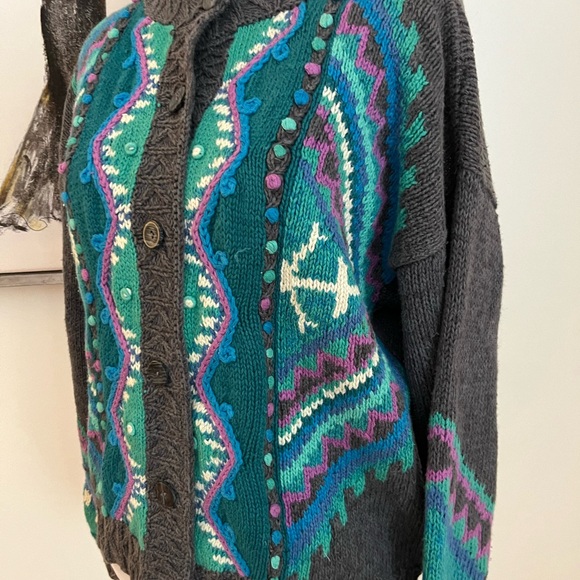 Vintage Segrets Sun Prints Button Front Cardigan Size Small - Picture 4 of 9